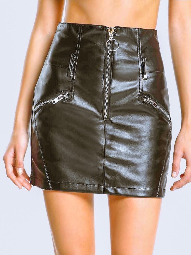 A picture of Black Leather Mini Skirt